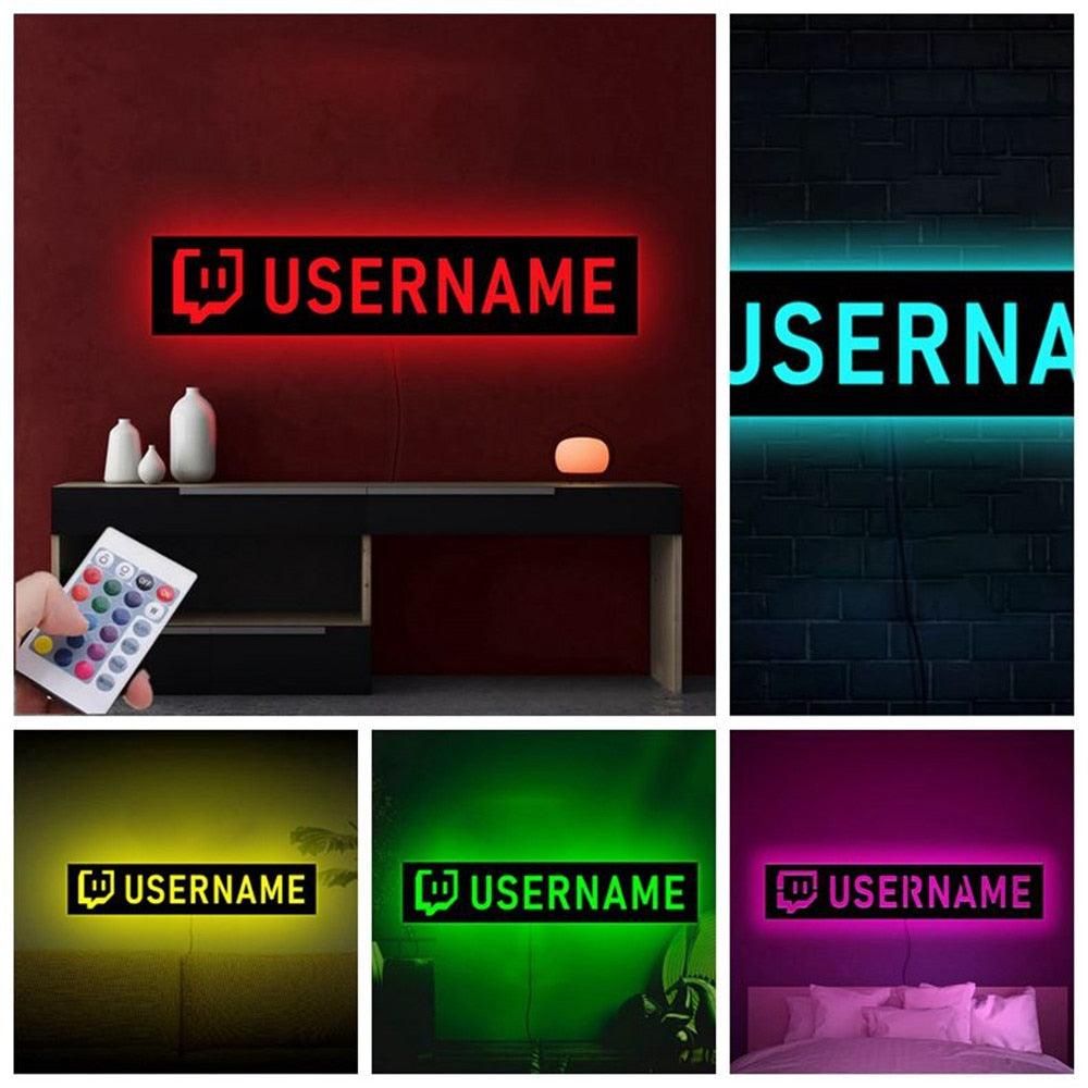 Twitch LED, Live Stream Light, Gamer Tag, YouTube Channel Light, Username Light for Live Streaming - Cushy Pups